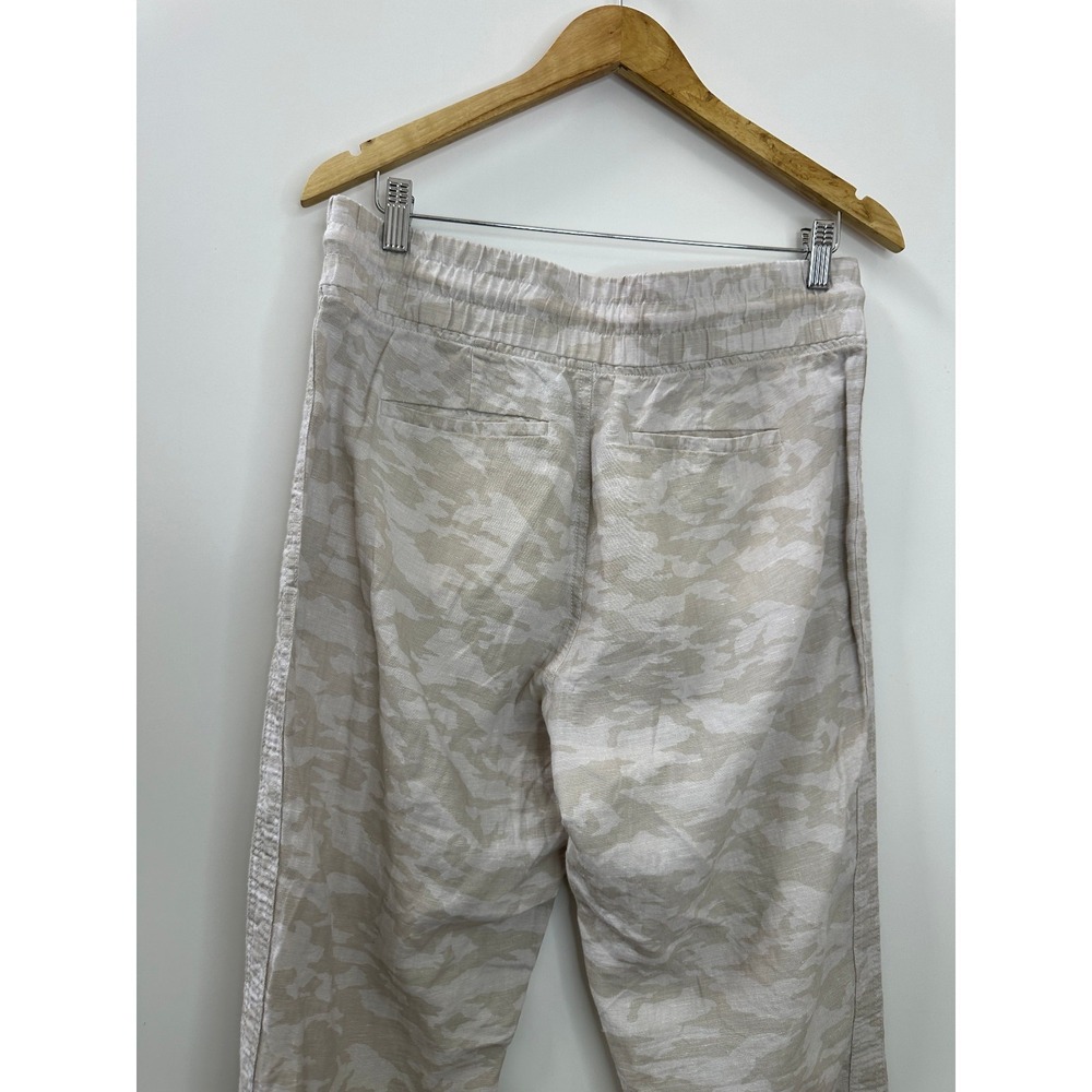 Athleta Cabo Tide 100% Linen Jogger Pants Camo Resort Beach Zip Pockets Size 10 - Picture 12 of 13